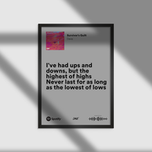 Load image into Gallery viewer, Dave "Ups and Downs" (Spotify Lyrics) - Music Print/Poster