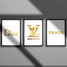 Load image into Gallery viewer, 3D Gold Fashion Wall Art Print Set Of 3
