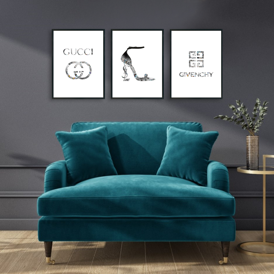 Designer Diamond Fashion Wall Art Set Of 3