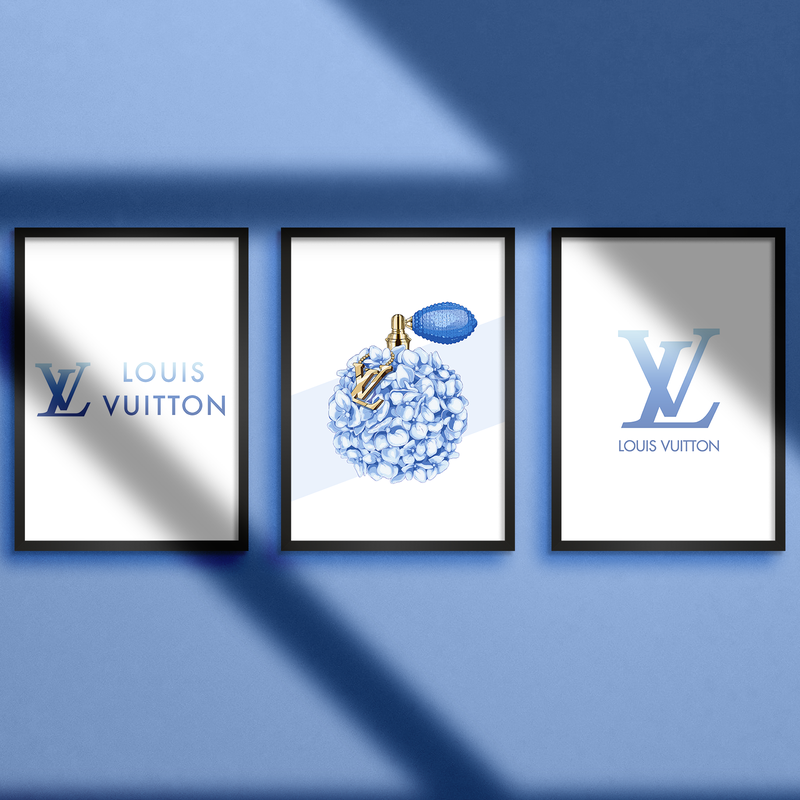 Blue Louis Vuitton Wall Art Print Set Of 3