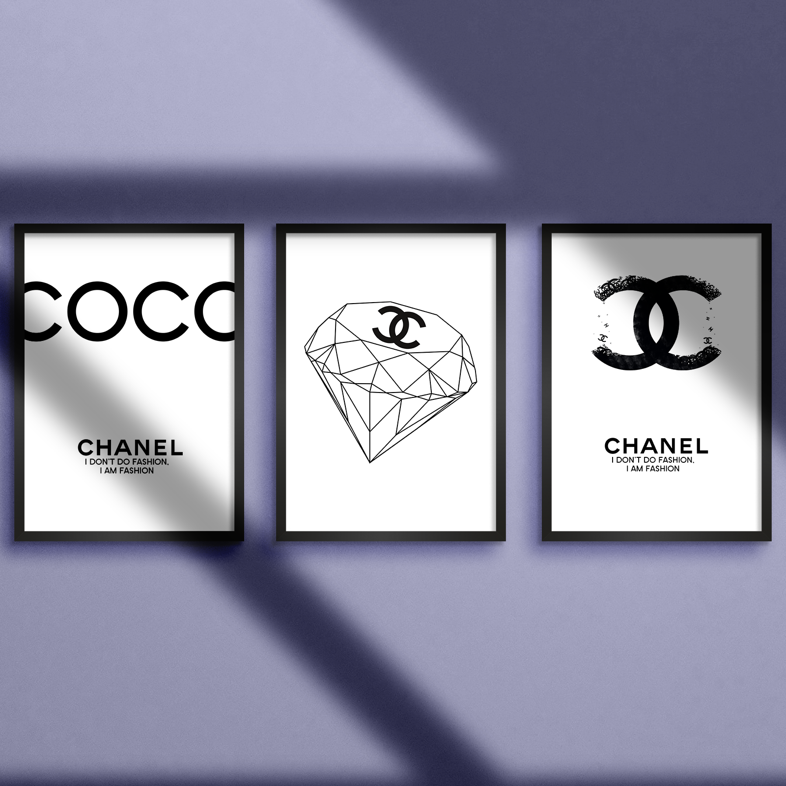 Black CoCo Chanel Wall Art Print Set Of 3