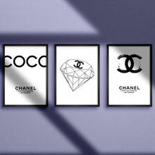 Load image into Gallery viewer, Black CoCo Chanel Wall Art Print Set Of 3
