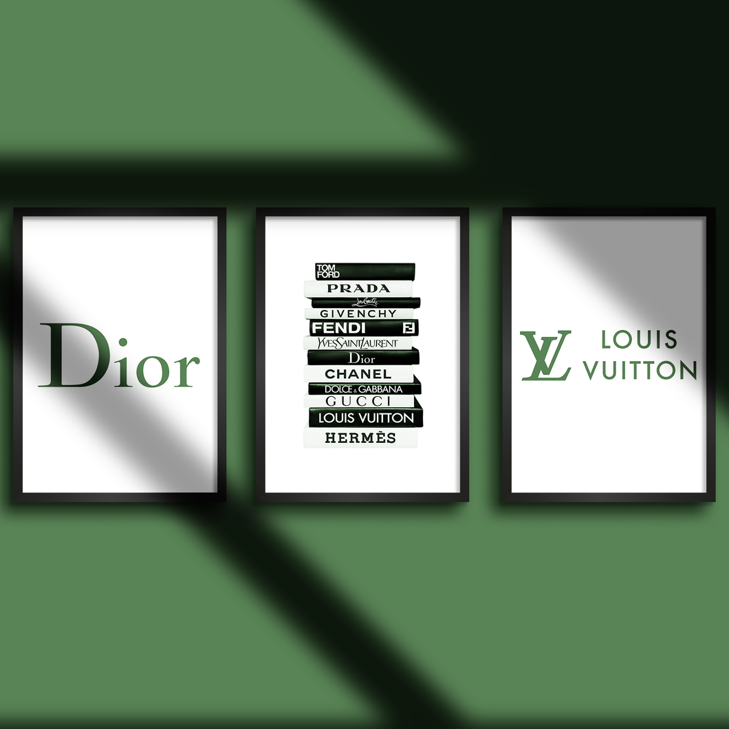 Dior LV Sage Green Wall Art Print Set Of 3