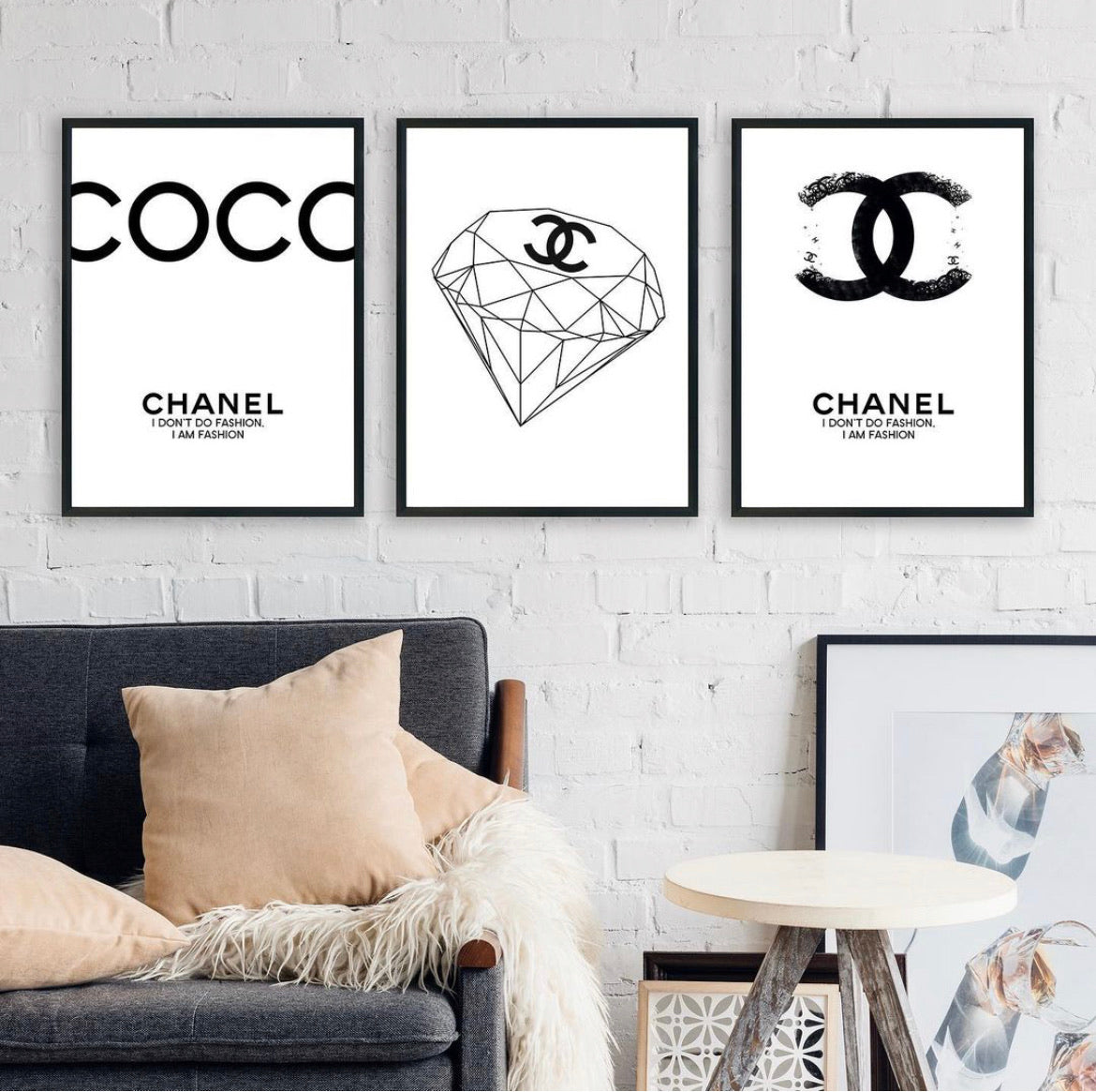 Black CoCo Chanel Wall Art Print Set Of 3 – Styling Walls